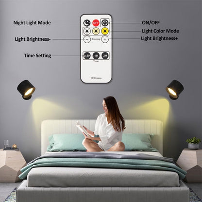 Smart Rechargeable Magnetic Wall Light – 360° Rotating LED Lamp with Remote Control, 3 Color Temperatures & 7 RGB Colors