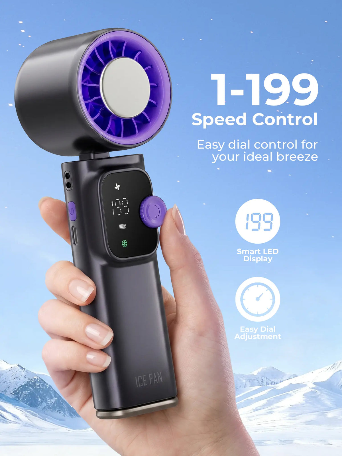 VoltaBreeze™ 199-Speed Portable Fan – Foldable Rechargeable Cooling Fan with Precision Airflow Control