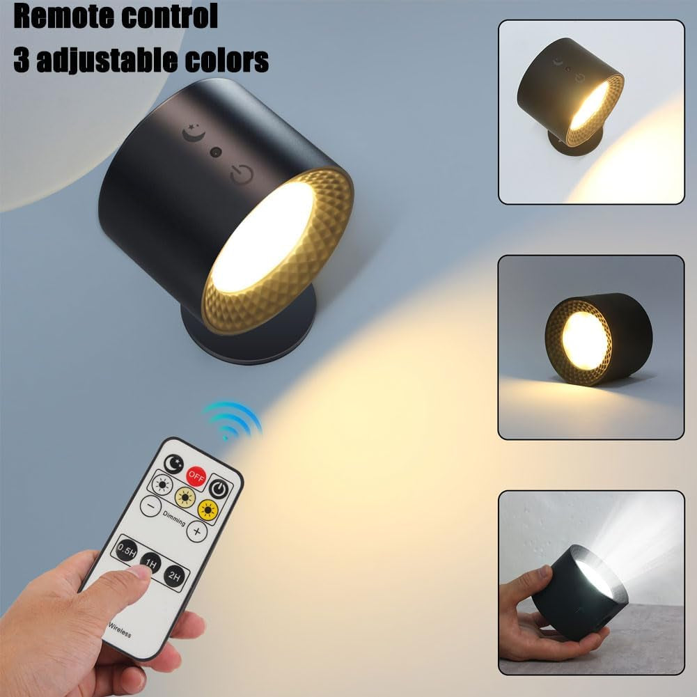 Smart Rechargeable Magnetic Wall Light – 360° Rotating LED Lamp with Remote Control, 3 Color Temperatures & 7 RGB Colors